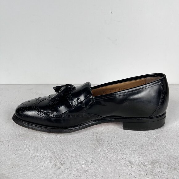 Johnston & Murphy Optima Leather Wingtip Black Tassel Dress Shoes 7.5 D/B